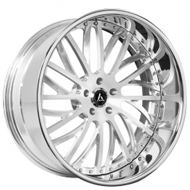 24" Artis Forged Wheels G-Boro Brushed Silver Face with Chrome Lip Rims