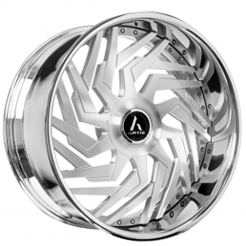 19" Staggered Artis Forged Wheels Jasper Brushed Silver with Chrome Lip XL Floating Cap Rims