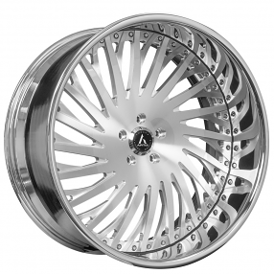 22" Staggered Artis Forged Wheels Jax Brushed Silver Face with Chrome Lip Rims