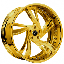 19" Artis Forged Wheels Kingston Brushed Gold Face with Gold over Chrome Lip Rims  