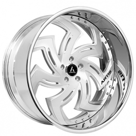 20" Artis Forged Wheels Kut Brushed Silver Face with Chrome Lip Rims