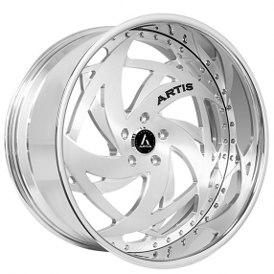21" Staggered Artis Forged Wheels Luna Brushed Silver Face with Chrome Lip Rims