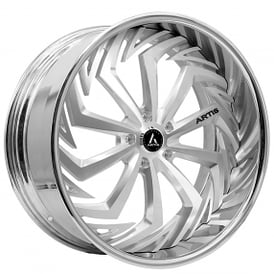 20" Staggered Artis Forged Wheels Royal Brushed Silver Face with Chrome Lip Rims