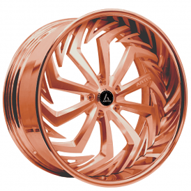 20" Staggered Artis Forged Wheels Royal Brushed Rose Gold Face with Rose Gold over Chrome Lip Rims