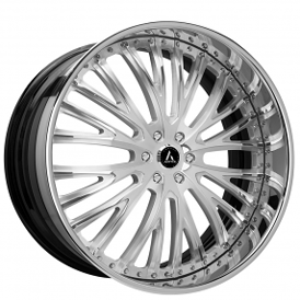 24" Artis Forged Wheels Woodward Brushed Silver Face with Chrome Lip Rims