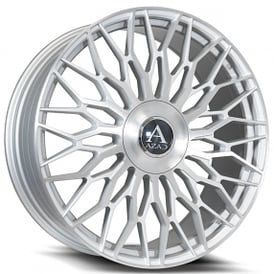 24" Staggered Azad Wheels AZ301 Brushed Silver Floating Cap Rims