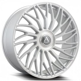 24" Staggered Azad Wheels AZ717 Silver Brushed Floating Cap Rims