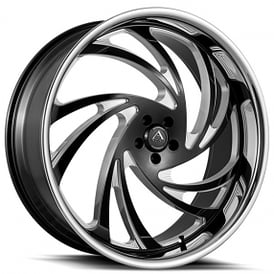 22" Azad Wheels AZ Drip Black Milled with SS Lip Rims