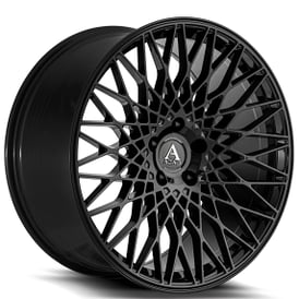 22" Staggered Azad Wheels AZFF04 Black Rims