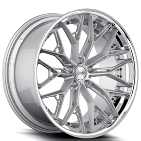 22" Staggered Azad Wheels AZSLS1.0 Brushed Silver with SS Lip Rims