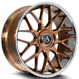 22" Azad Wheels AZV02 Rose Gold with SS Lip Floating Cap Rims