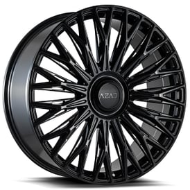 22" Staggered Azad Wheels AZV03 Gloss Black Floating Cap Rims