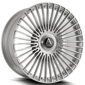 24" Azad Wheels AZV04 Brushed Silver Floating Cap Rims