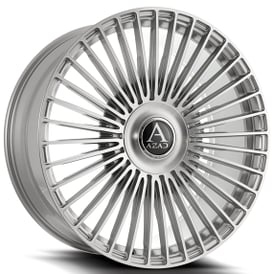 24" Staggered Azad Wheels AZV04 Brushed Silver Floating Cap Rims