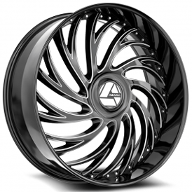 26" Azara Wheels AZX-101 Gloss Black Milled Rims