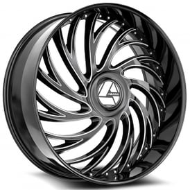 24" Azara Wheels AZX-101 Gloss Black Milled Rims