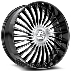 26" Azara Wheels AZX-103 Gloss Black Machined Rims
