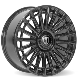 22" Curva Wheels CFF79 Gloss Black Floating Cap Flow Formed Rims