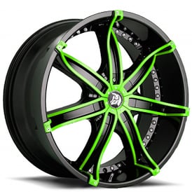 22x8.5" Diablo Wheels DNA Black with Custom Finish Inserts Rims