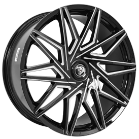 24" Diablo Wheels Revolto Gloss Black Milled Floating Cap Rims