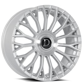 22" Dolce Luxury Wheels Roma Gloss Silver with Brushed Face Floating Cap Rims