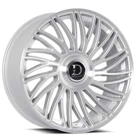 22" Dolce Luxury Wheels Sesto Gloss Silver with Brushed Face Floating Cap Rims   
