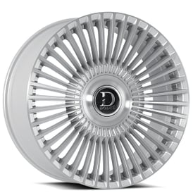 22" Staggered Dolce Luxury Wheels Trento Gloss Silver with Brushed Face Floating Cap Rims