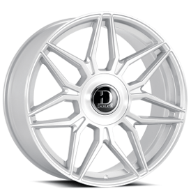 22" Dolce Luxury Wheels Verona Gloss Silver with Brushed Face Floating Cap Rims