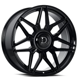 22" Dolce Luxury Wheels Verona Gloss Black Floating Cap Rims