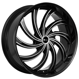 24" Eclipse Wheels 104 Black Machined Rims