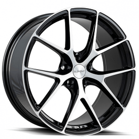 20" Staggered Element Wheels EL44 Black Machined Rims