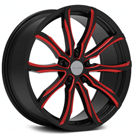 20" Elure Wheels 051 Black with Red Milled Rims