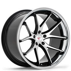 22" Ferrada Wheels FR2 Black Machined with Chrome Lip Rims