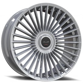 22" Staggered Gianelle Wheels Cabo Gloss Silver Floating Cap Rims