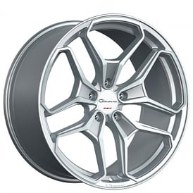22" Staggered Giovanna Wheels Huraneo Gloss Silver with Machined Face Rims 