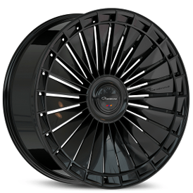 24" Giovanna Wheels Kapletta Gloss Black Flow Formed Floating Cap Rims