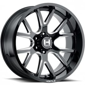 24" Hostile Wheels H113 Rage Gloss Black with Milled Accents Off-Road Rims