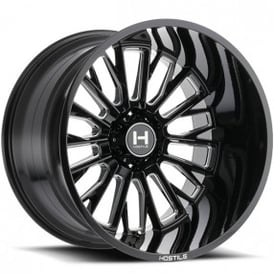 22" Hostile Wheels H114 Fury Gloss Black with Milled Accents Off-Road Rims