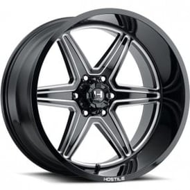 24" Hostile Wheels H117 Venom Gloss Black with Milled Accents Off-Road Rims
