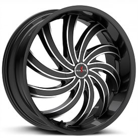 22x8.5" Ignite Wheels Flame Gloss Black Milled Rims