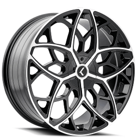 22x8.5" Kraze Wheels KR184 Ricochet Black Machined Rims