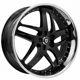 24x9/10" Lexani Solar Black with SS Lip Wheels (Blank) 