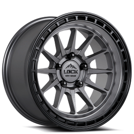 17" Lock Off-Road Wheels Baja Matte Grey with Matte Black Ring Van Rims