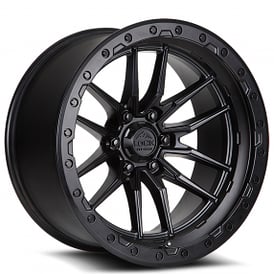 22" Lock Off-Road Wheels Krawler Matte Black with Matte Black Ring Rims