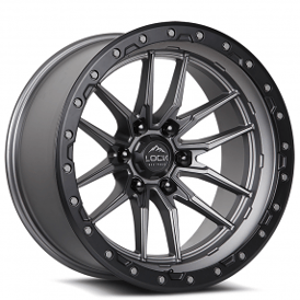 20" Lock Off-Road Wheels Krawler Matte Grey with Matte Black Ring Rims