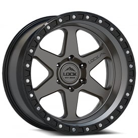 17" Lock Off-Road Wheels Olympus Matte Grey with Matte Black Ring Rims