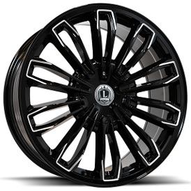 22" Luxxx Alloys Wheels Lux42 Gloss Black Milled Rims
