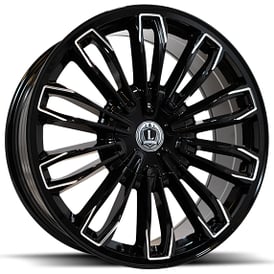 20" Luxxx Alloys Wheels Lux42 Gloss Black Milled Rims