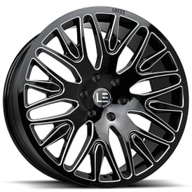 20" Luxxx Alloys Wheels Lux LE7 Gloss Black Milled Rims