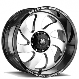 22" Off Road Monster Wheels M07 Gloss Black Machined Rims 